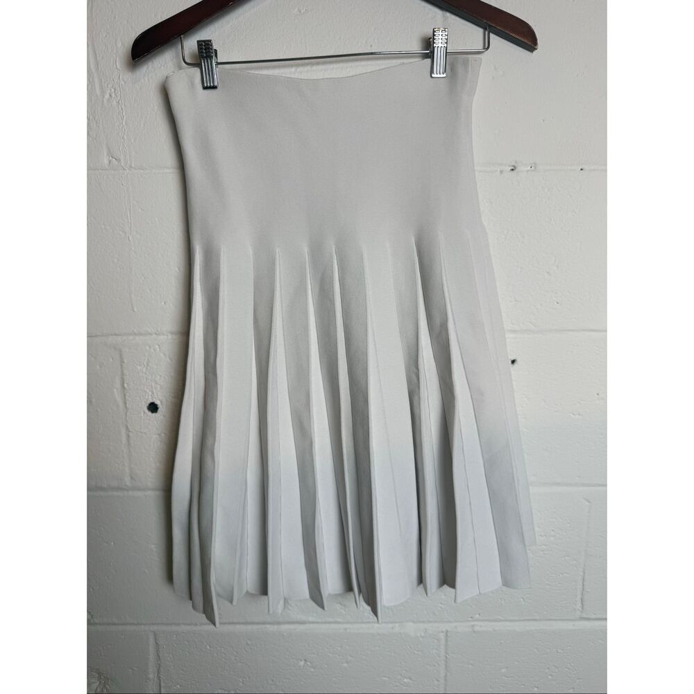 APPARALEL White Heavy Knit Pleated Midi Skirt Women’s Medium Modest Stretch A-Li